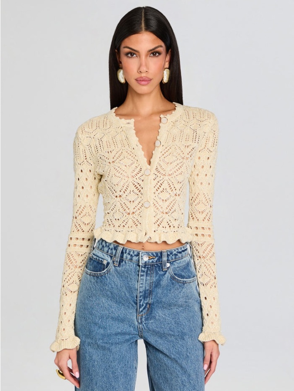 NWT -RETROFÊTE - GIULIANA CROCHET CARDIGAN